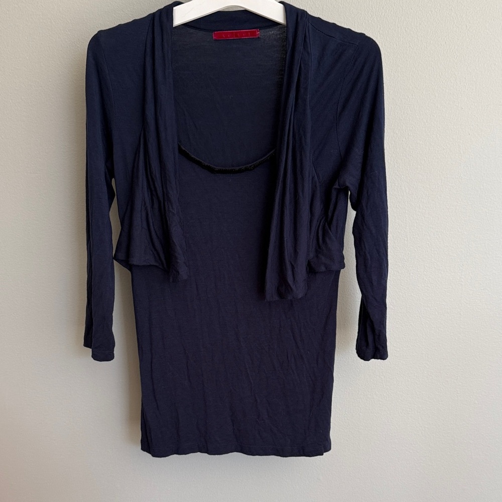 Velvet Top with Half Cardigan